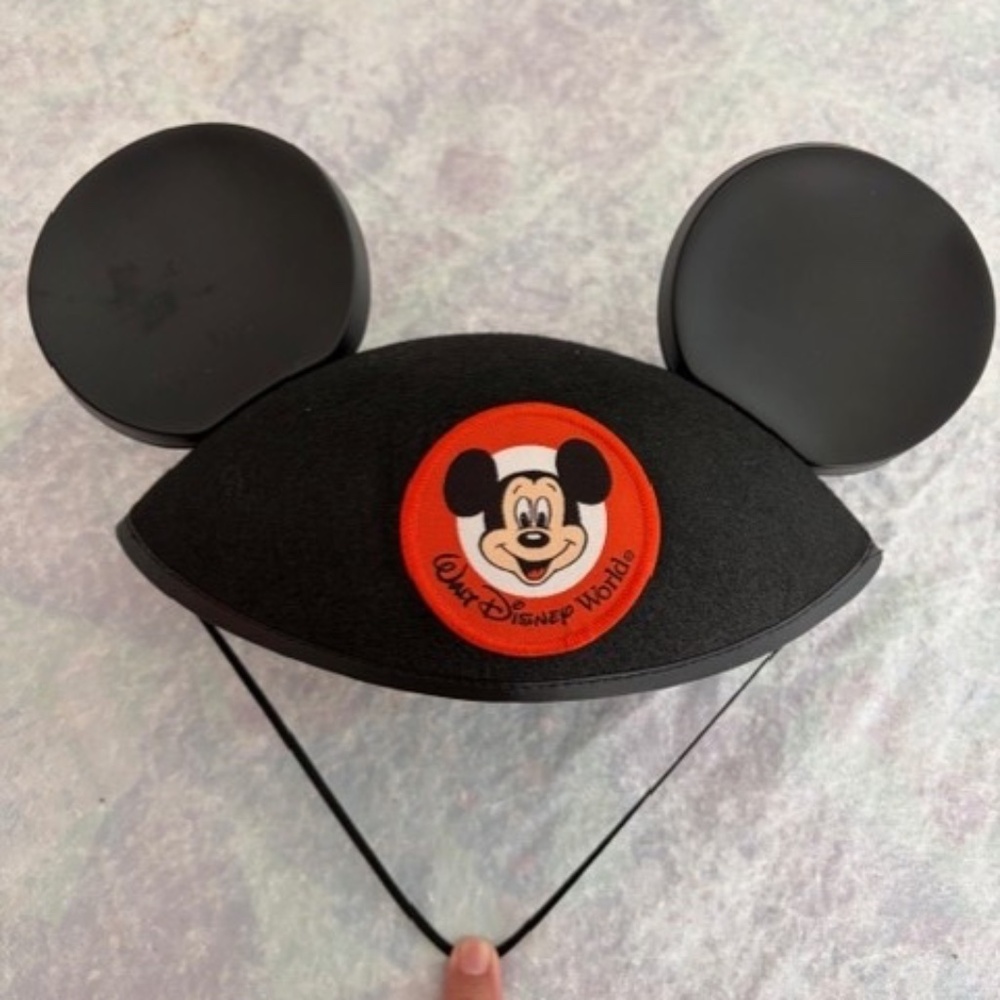 Vintage Disneyland Parks Mickey Mouse Ears Cap Black Felt Hat 56 cm / 22” w Alex